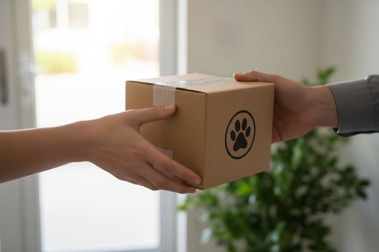 pero el paquete mas pequeño y que ponga una huella de perro en la caja